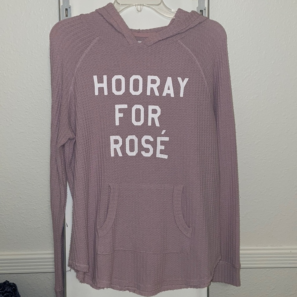 Grayson/Threads sweatshirt. Purple/pink. Says “Hooray for Rose”.